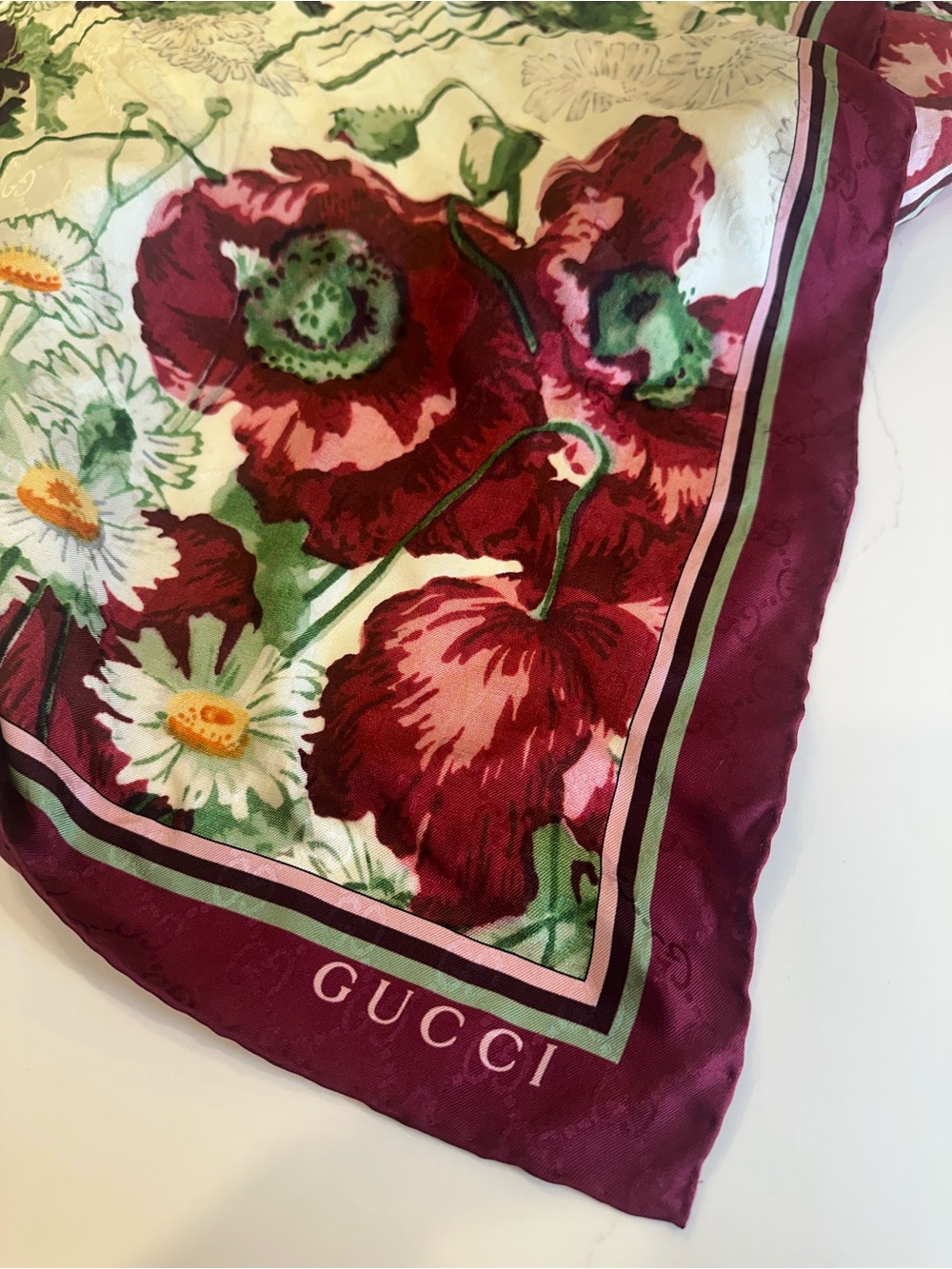 Gucci Floral Silk Scarf/Top in Maroon, Green and White - Picture 2 of 3